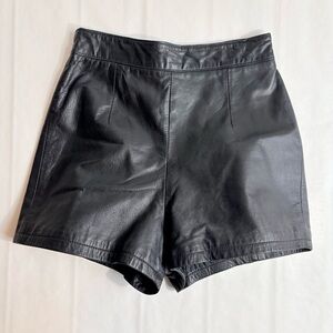 Vintage Chia Genuine Leather Rise Shorts Black Women 24” waist size 4 Sexy Retro